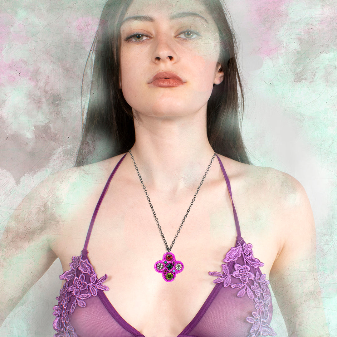 Fuchsia Quatrefoil Charm