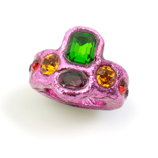Pink Paired Stone Ring - Size 8