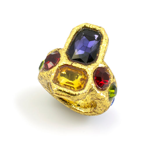Yellow Gold Paired Stone Ring - Size 7