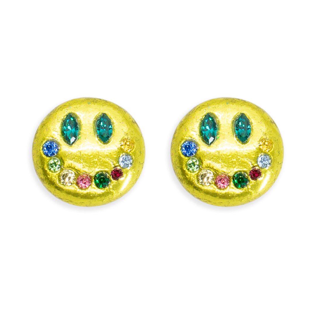 Chartreuse Smiley Studs