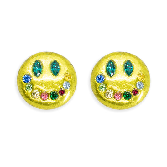 Chartreuse Smiley Studs