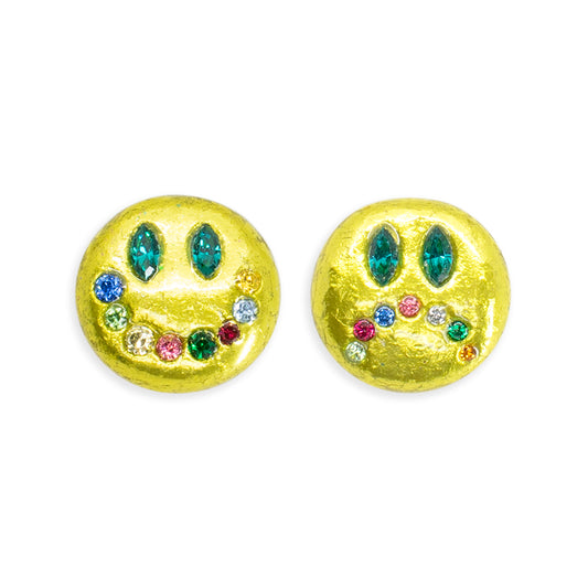 Chartreuse Smiley/Frowny Studs