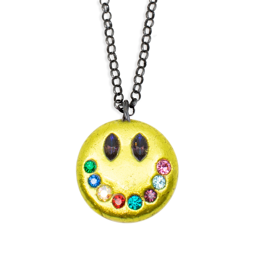 Chartreuse Smiley Charm Necklace