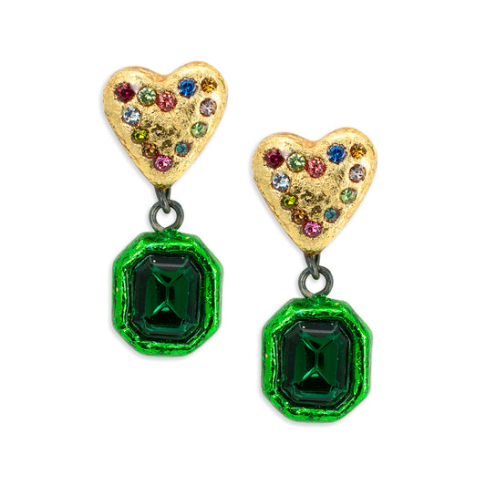 Gold and Lime Heart Gem Drops