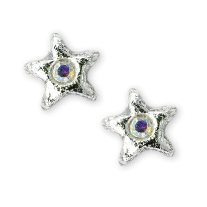 Silver Tiny Star Studs - aurora stones
